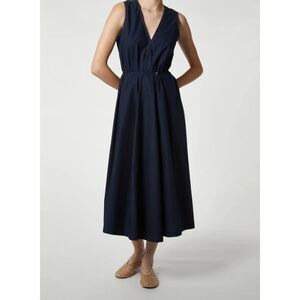 SAINT ART Dakota Belted Poplin‎ Midi Dress Navy Medium